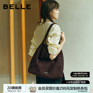 百丽女包新款休闲时尚编织包单肩hobo包百搭大容量托特包JY186DX5