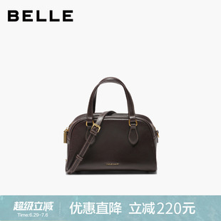 百丽女包新款质感真皮手提保龄球包斜挎反绒麂皮波士顿包BL861DX5