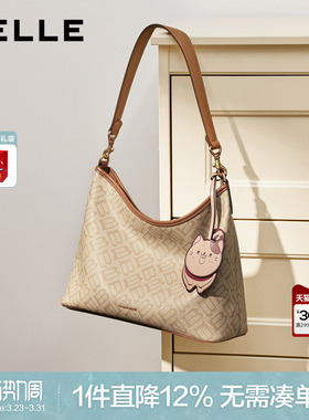 百丽包包女2026新款商场同款复古老花休闲hobo腋下托特包X7506AX6