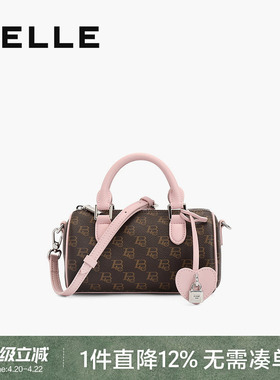 百丽包包女百搭送女友时尚保龄球包单肩斜挎手提波士顿包X7154DX4