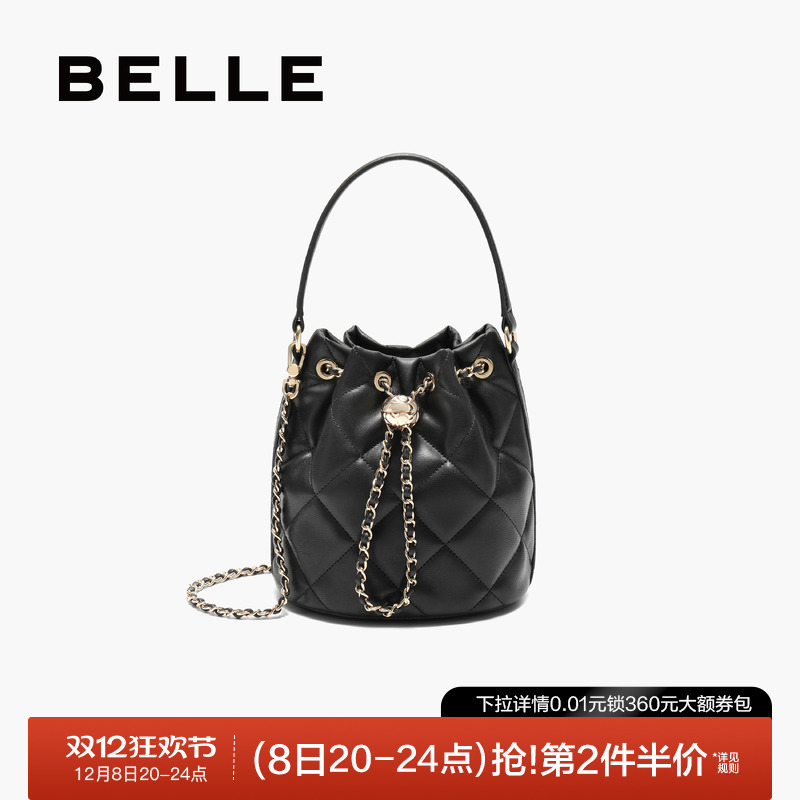 百丽包2025新款小香风链条水桶包