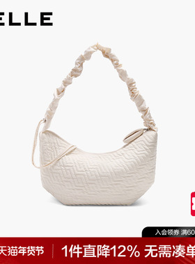 百丽包包女2025商场同款腋下跑道系列休闲轻便白色新月包BL804AX5