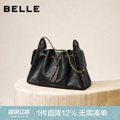 百丽女包新款小香风托特包