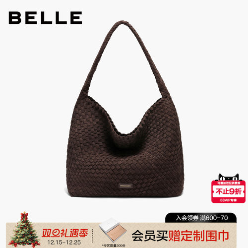 百丽包女25冬商场同款复古托特包