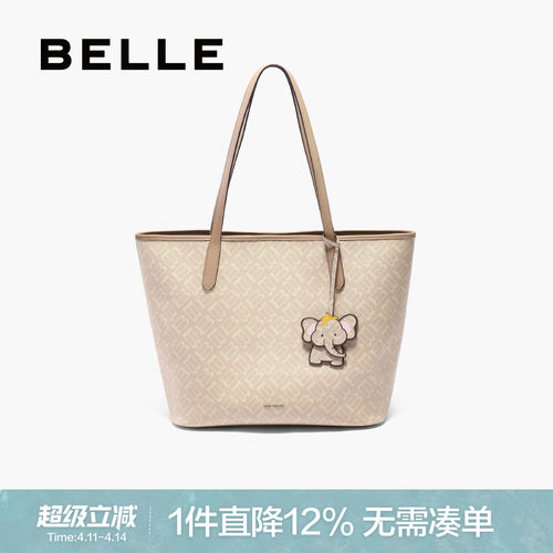 百丽女包新款海鸥老花手提托特包