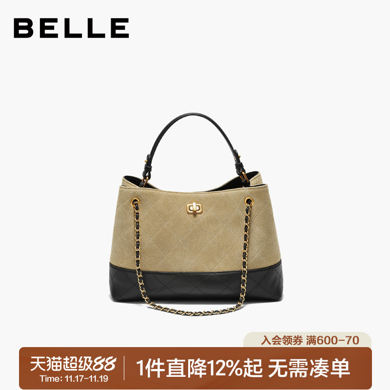 百丽2025新款时尚小香风托特包