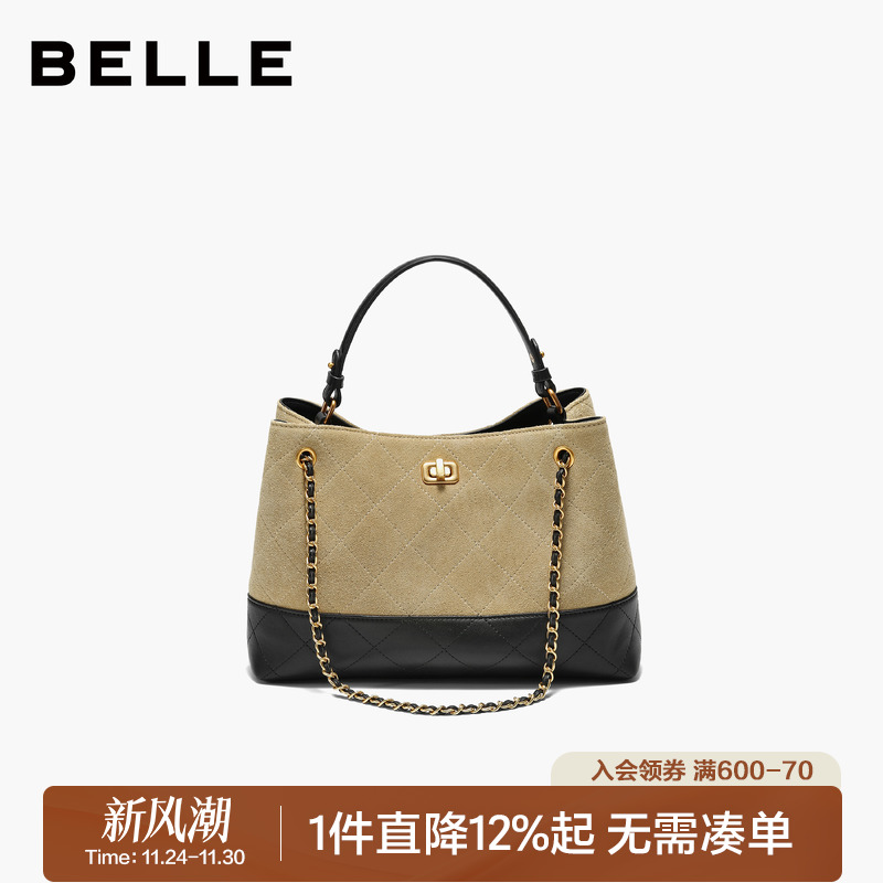 百丽2025新款时尚小香风托特包