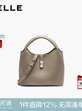 百丽女包2026新款简约高质感头层牛皮单肩斜挎水桶手提包BL890AX6