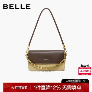 百丽女包2025新商场同款月光宝盒撞色单肩斜挎链条小方包D1762DX5