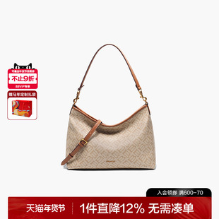 百丽女包2025新款海鸥老花腋下hobo包大容量真皮斜挎托特包X7199A