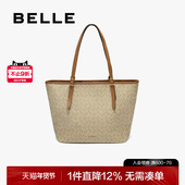 百丽包包女2025新海鸥老花通勤上班单肩轻便大容量托特包X7418CX5