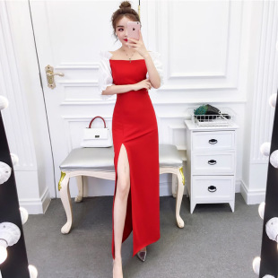 3614欧美东南亚外贸批发2026女装 纯欲网纱拼接抹胸礼服包臀连衣裙