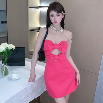 18YX1851欧美2026跨境外贸批发性感抹胸蝴蝶结年会礼服吊带连衣裙