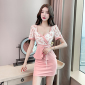 足浴足疗技师工作服女气质套装 包臀美容院工作服女 性感低胸新款