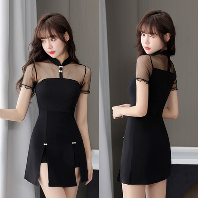 女主播服装镂空少女旗袍改良版连衣裙洗浴技师服套装799改良旗袍