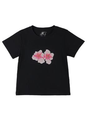 福老儿flower黑色白色 卡通花 正肩 圆领tee
