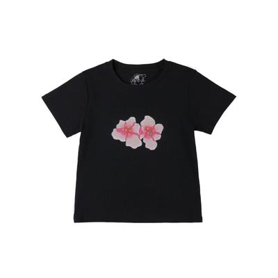 福老儿flower黑色白色 卡通花 正肩 圆领tee