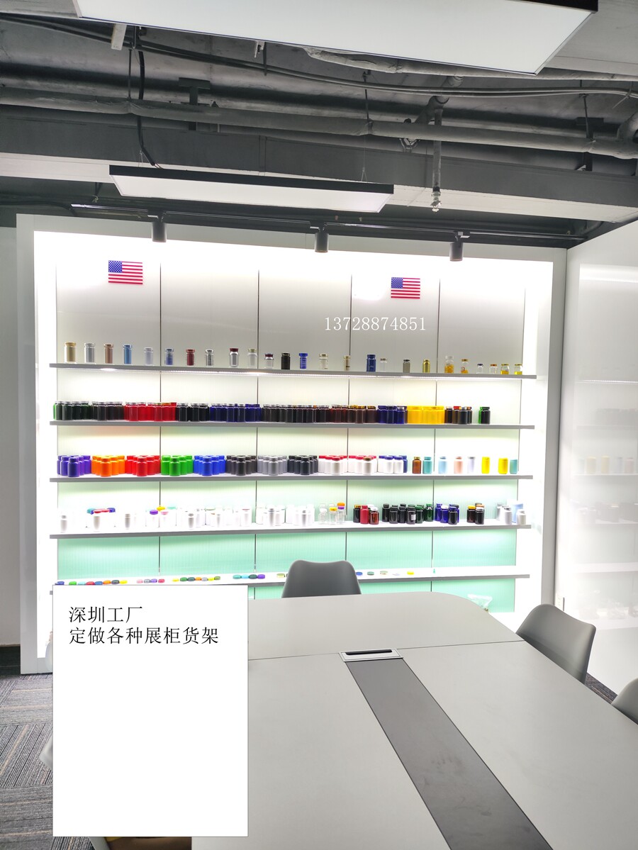 公司样品柜产品展示货架多层板柜木制定做烤漆高端化妆品电子塑胶