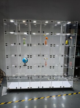 手办活动格子透明亚克力展示柜灯
