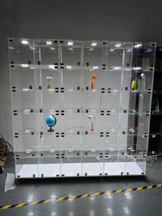 手办二次元模型透明亚克力展示柜吧唧防尘带门灯摆件格子活动格子