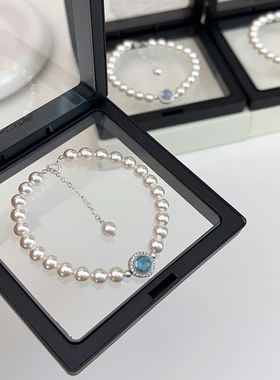 s925银微镶钻海蓝宝石手链