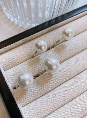 Fever博主同款ins小众925银澳白珍珠戒指女珍珠指环活口珍珠戒子