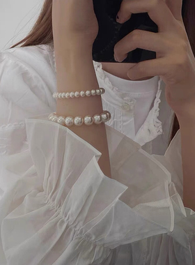 消失的她倪妮同款珍珠手链女澳白珍珠手串女强光轻奢港风珍珠礼物