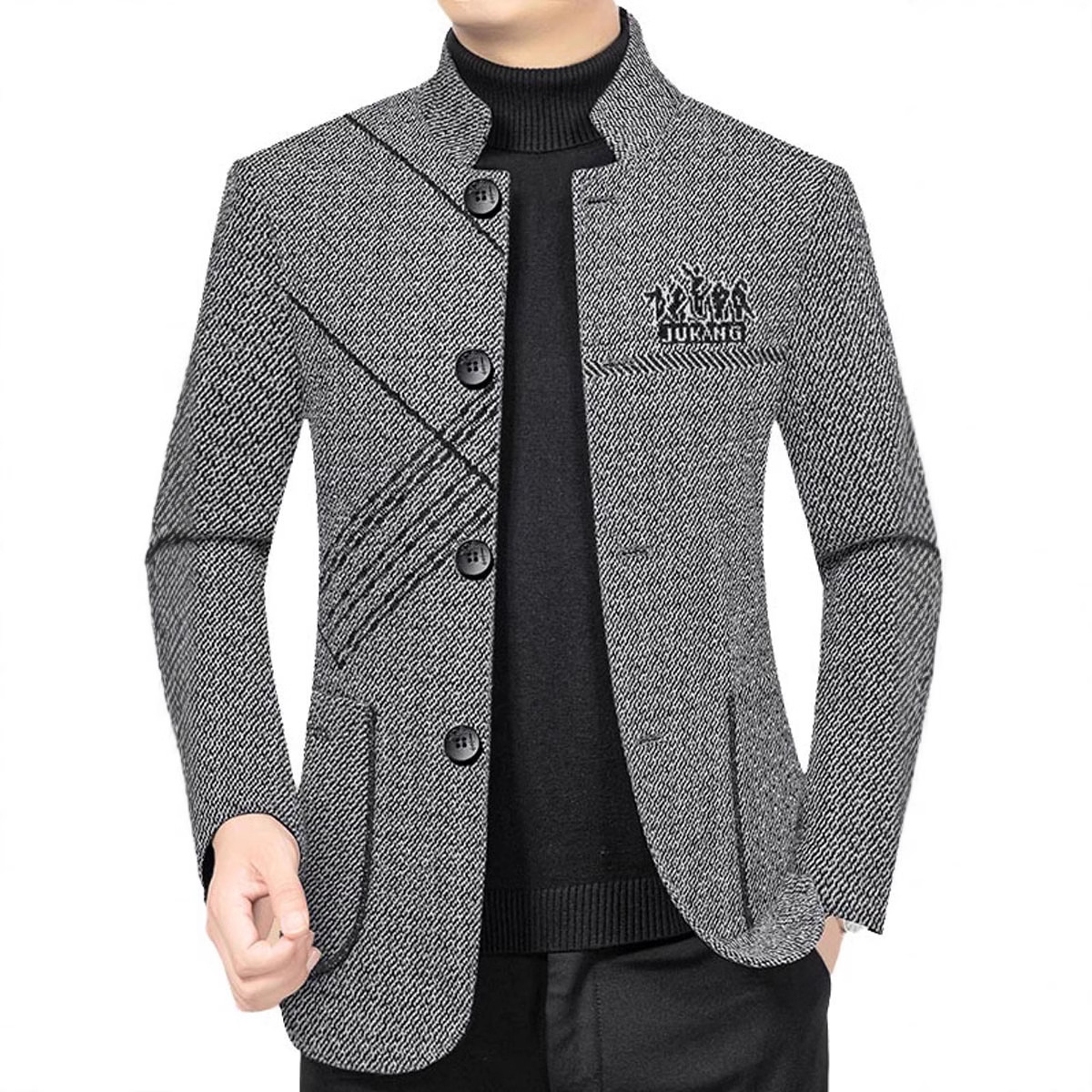 2025新款爆款中年男士春秋立领夹克爸爸装外套雪尼尔时尚百搭扣子