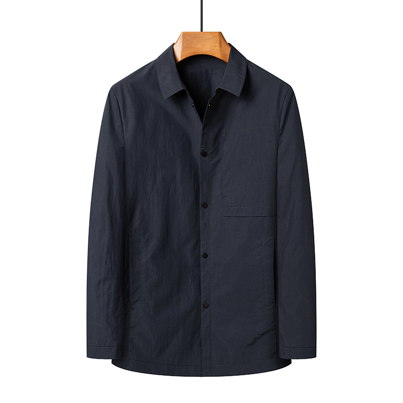 夹克外套春夏季中青年翻领修身简约休闲棉质轻薄国风免烫休闲百搭