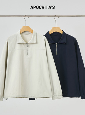 APO男装|跨境男士尼龙速干外套春秋季半拉链宽松立领休闲夹克上衣