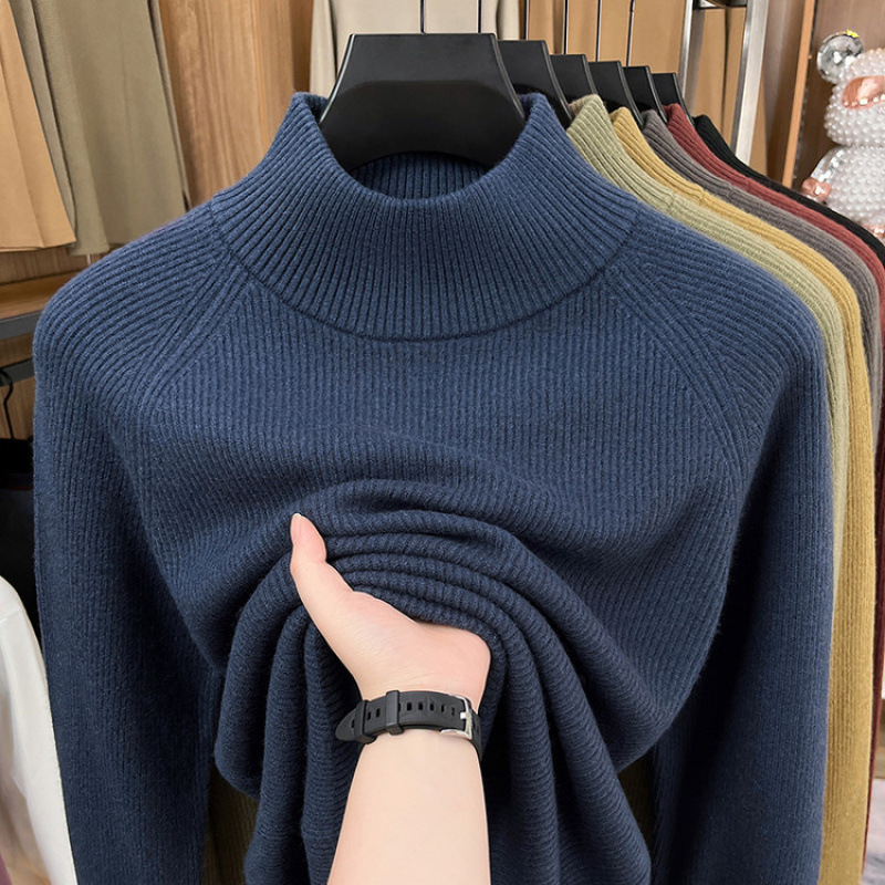 2025冬季新款加厚羊毛衫中年男圆领保暖打底衫针织套头毛衣爸爸装