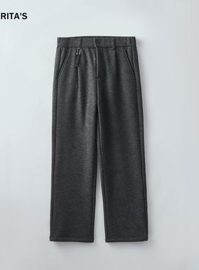 APO男装|跨境男士商务休闲西裤冬季加绒加厚宽松直筒羊毛毛呢长裤