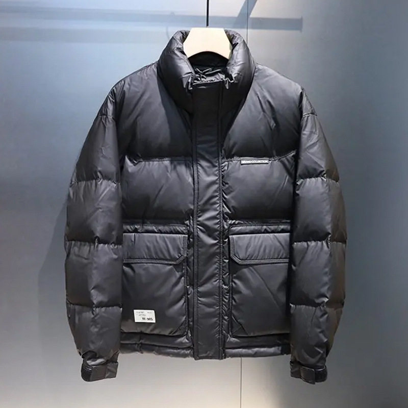 男士短款羽绒服加厚PU皮免洗保暖防水面包服立领外套户外男装冬季