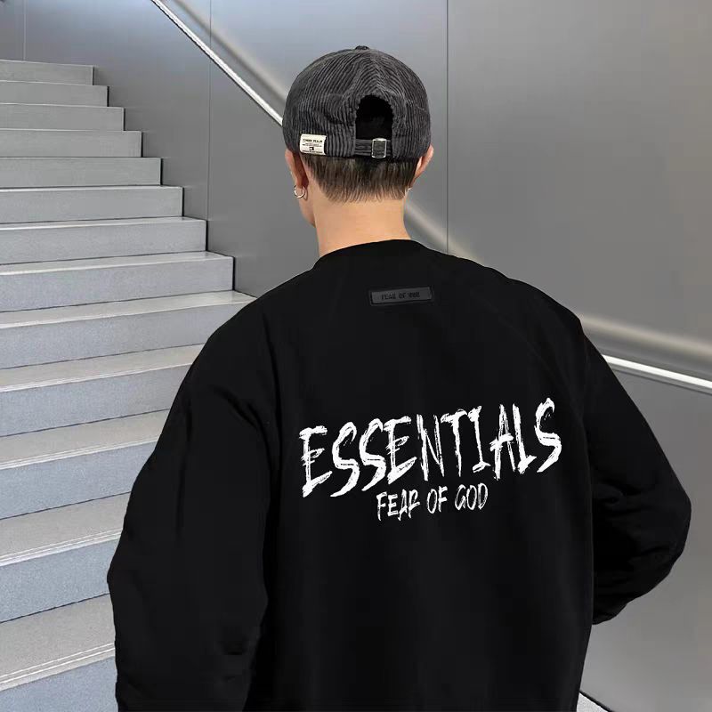 ESSENTIALS秋冬百搭字母印花卫衣美式潮牌加绒休闲圆领情侣款卫衣