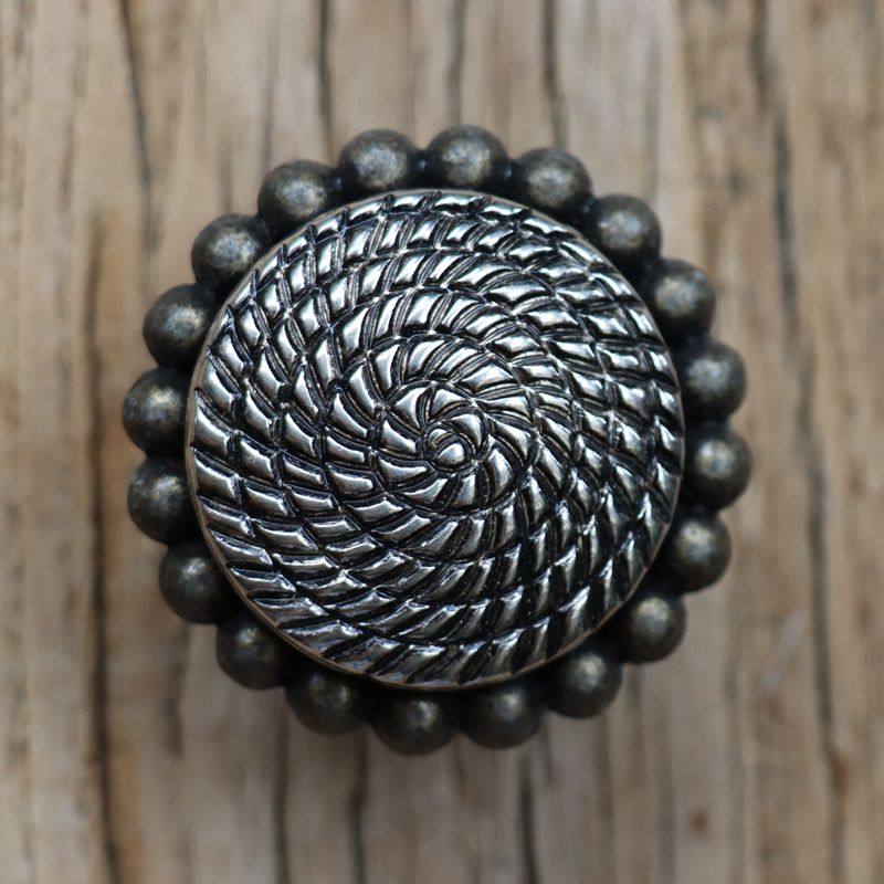 思特美式复古花纹拉手镀古圆形柜门抽屉青古花园斗柜门把单孔