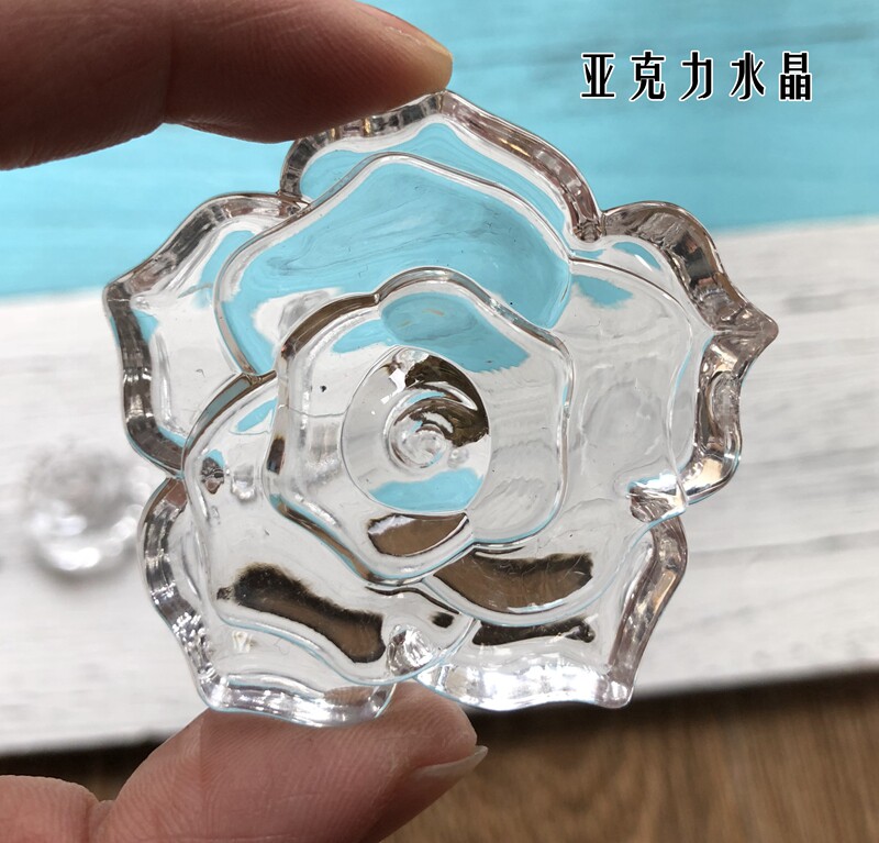 美式亚克力透明水晶浪漫盛开玫瑰花拉手衣柜厨柜抽屉工艺品配件