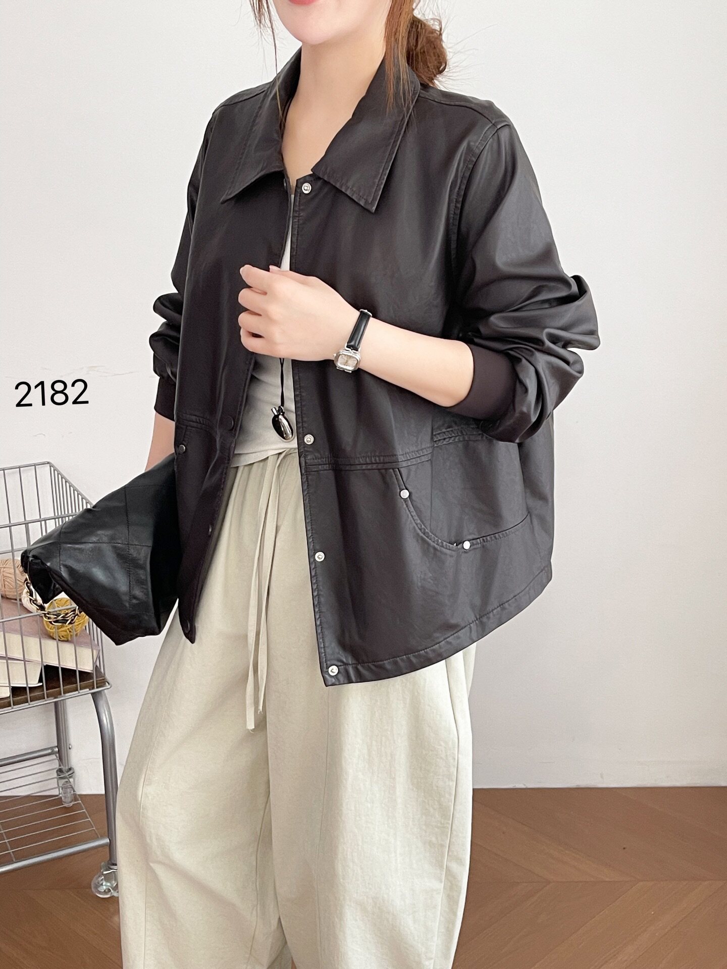 高级感皮衣女款2026新款休闲上衣女宽松韩版美式夹克外套女小个子