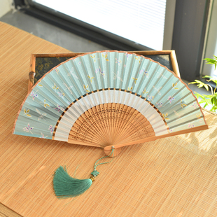 扇子古风折扇绢布中国风中式原创仙气汉服旗袍古典舞寄明月走秀