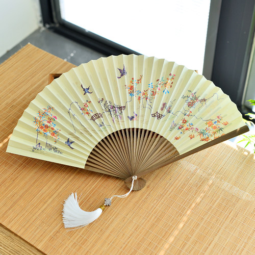 双面宣纸折扇中国风古风扇子折扇汉服旗袍国潮女式随身夏季新款