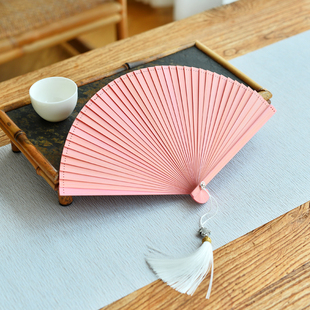 2025新款 仙鹤海浪随身复古印刷中国风舞蹈跳舞 古风全竹小折扇女式