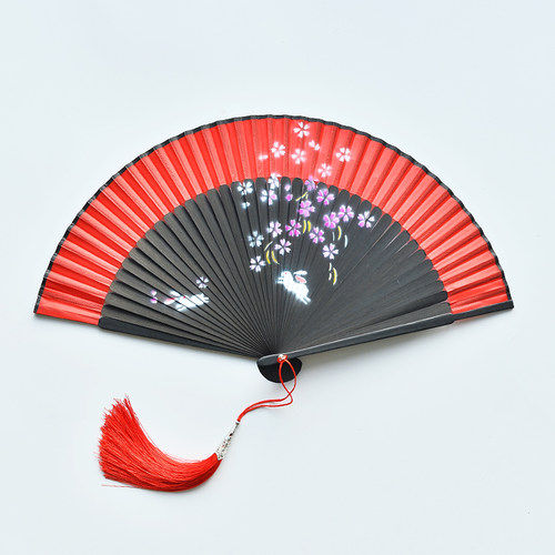 中国风红色舞蹈折扇开合顺滑汉服