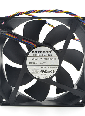 FOXCONN 12CM 12V 0.90A PV123812DSPF 01 12038 4线 PMW控速风扇