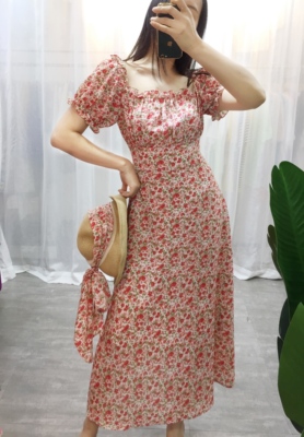 catpussy碎花度假修身风连衣裙