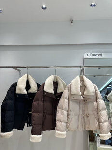 韩版 短款 小个子减龄保暖外套5516 新款 羊羔毛翻领羽绒服女冬季