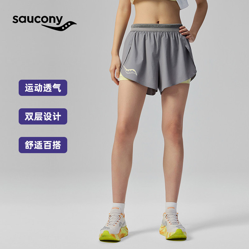 SAUCONY索康尼女子跑步短裤透气速干百搭舒适宽松三分裤夏季新款