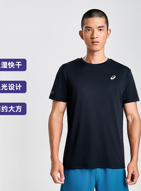 Asics亚瑟士男夜光跑步短袖