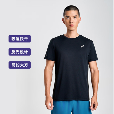 Asics亚瑟士男夜光跑步短袖