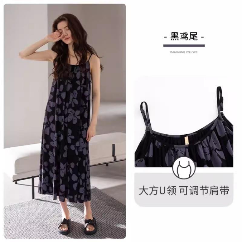 维多利亚睡裙女睡衣夏季莫代尔吊带背心夏款夏天薄款长款连衣裙子