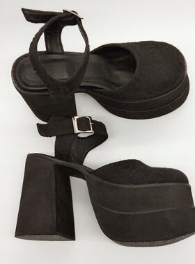 antaina松糕厚底鞋凉鞋女凉鞋韩版时尚休闲鞋蕾丝礼服增高鞋