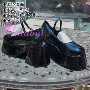 新款夏季单鞋大码女鞋通勤增高日常舒适可定制漆皮镜面扣带2405